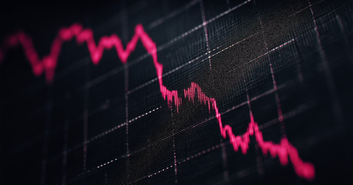 A red chart falling on a dark screen: the moment a stop loss is needed